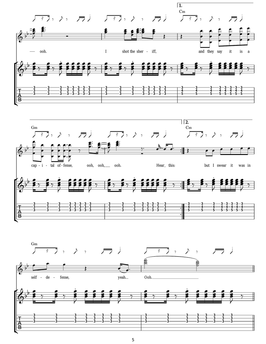 I Shot The Sheriff I Shot The Sheriff Guitar Tablature scores gallery preview page 5