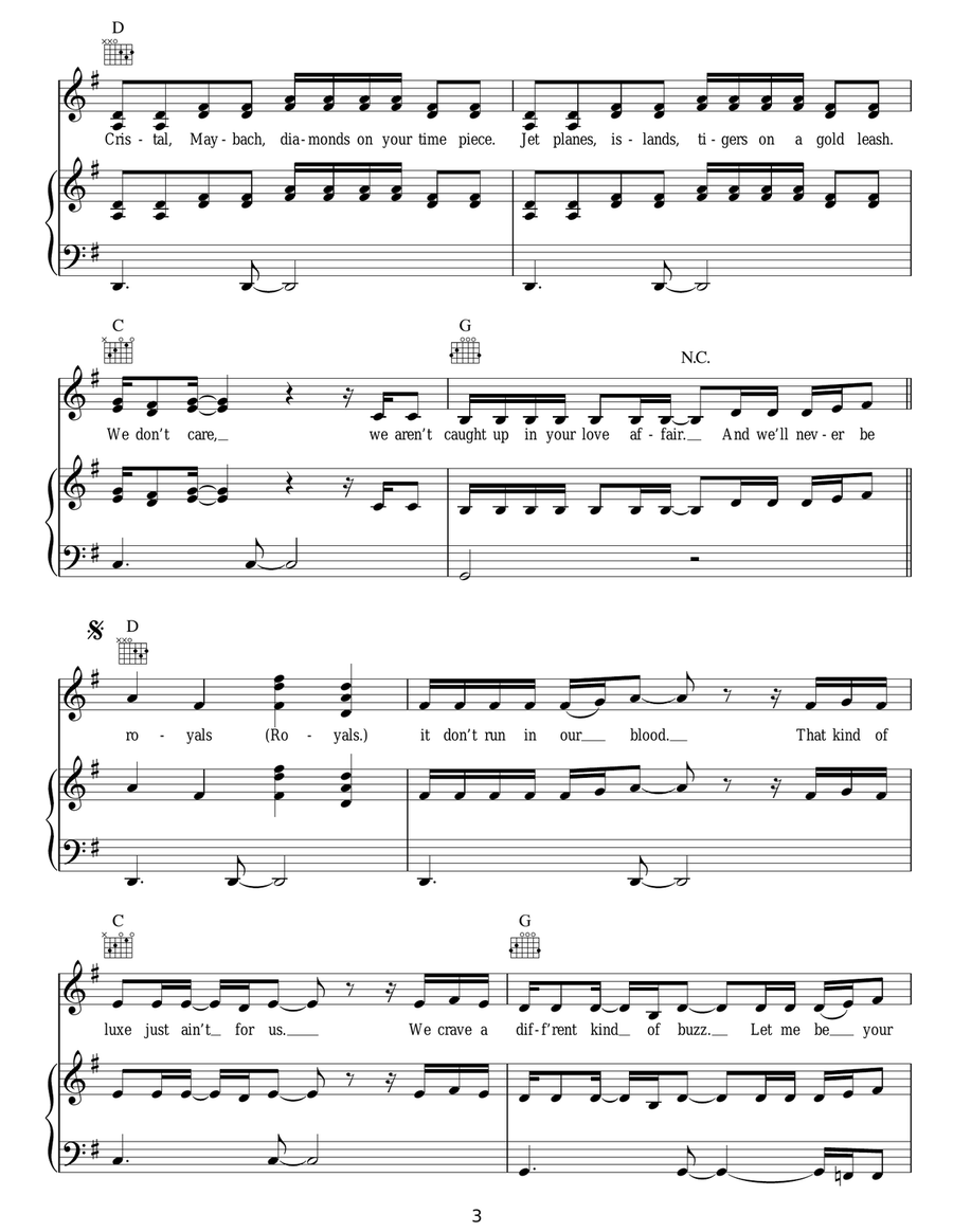Royals Royals Guitar scores gallery preview page 3