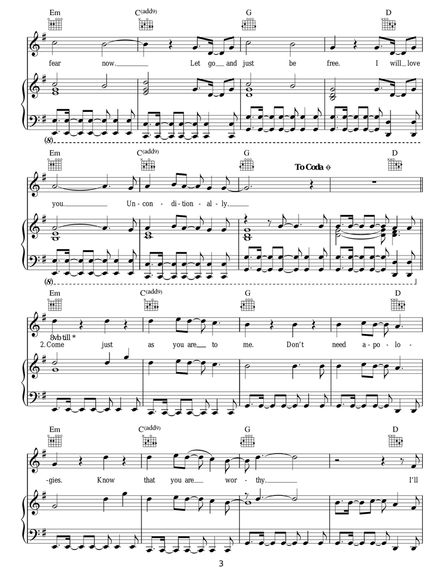 Unconditionally Unconditionally Acoustic Guitar scores gallery preview page 3