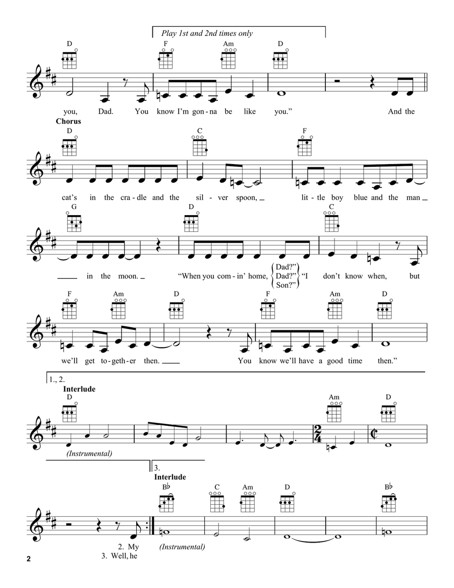 Cat's In The Cradle Cat's In The Cradle Ukulele scores gallery preview page 2