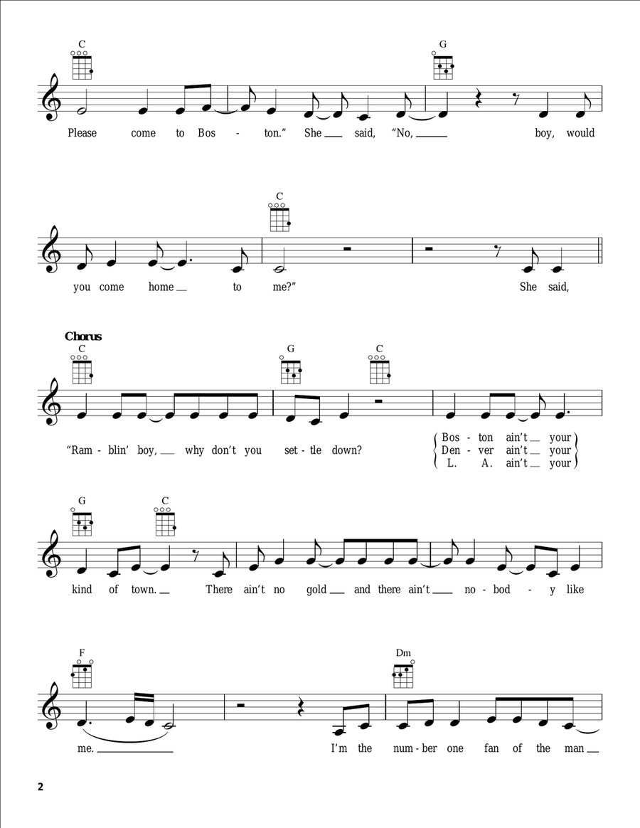 Please Come To Boston Please Come To Boston Ukulele scores gallery preview page 2