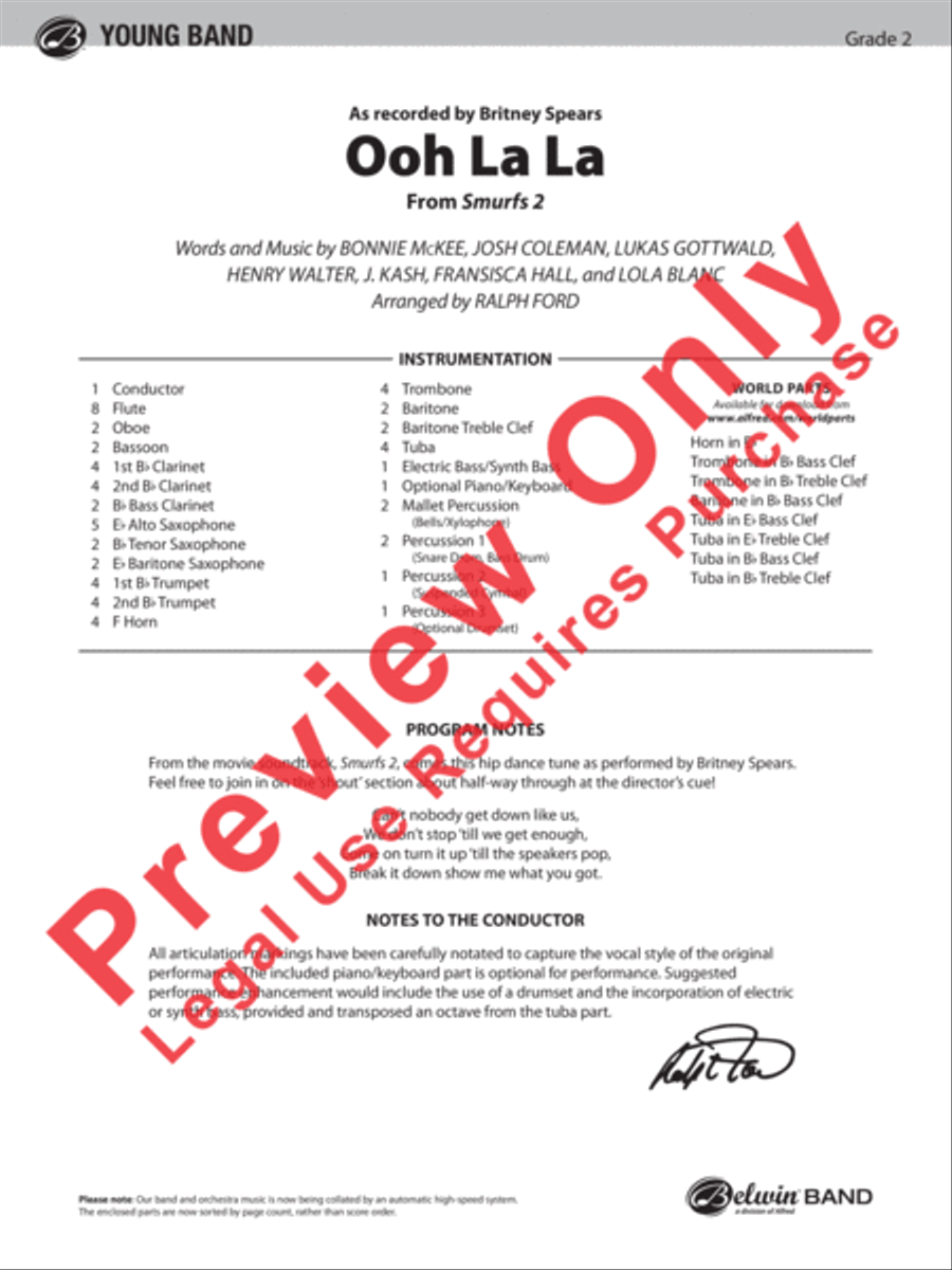Ooh La La (from Smurfs 2) Concert Band scores gallery preview page 2