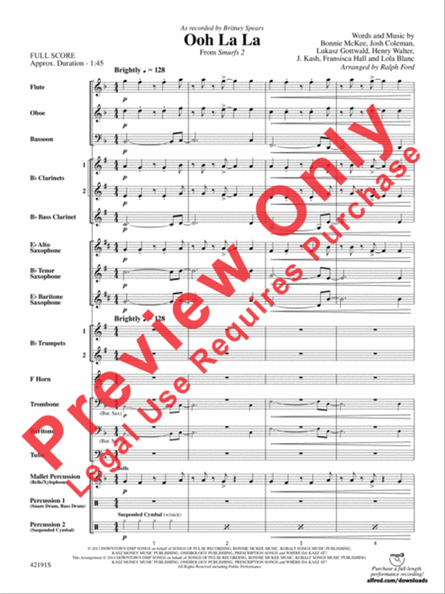 Ooh La La (from Smurfs 2) Concert Band scores gallery preview page 3