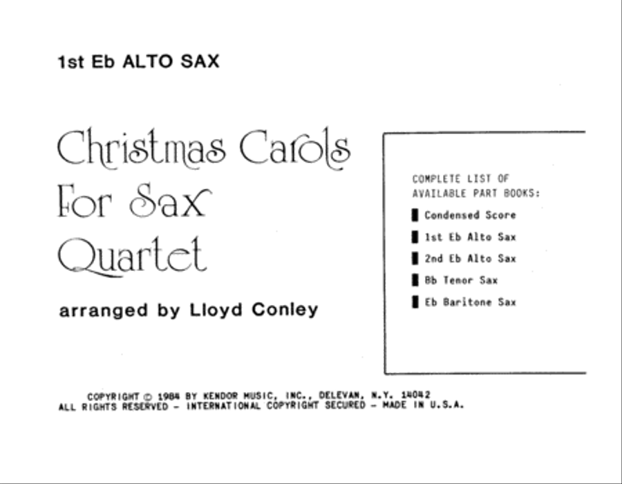 Christmas Carols For Sax Quartet - 1st Alto Sax Alto Saxophone scores gallery preview page 2