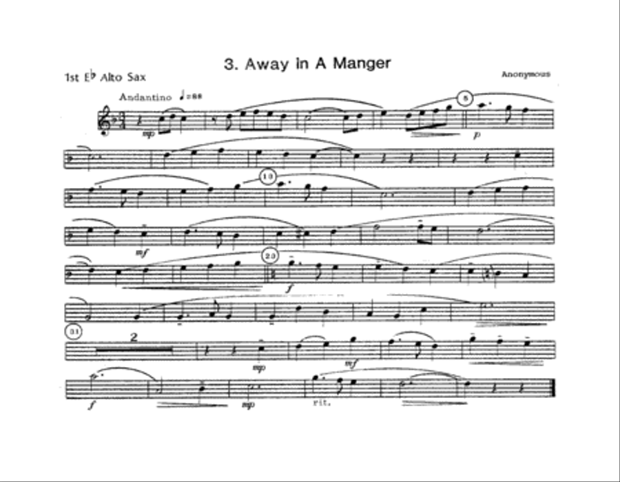 Christmas Carols For Sax Quartet - 1st Alto Sax Alto Saxophone scores gallery preview page 5