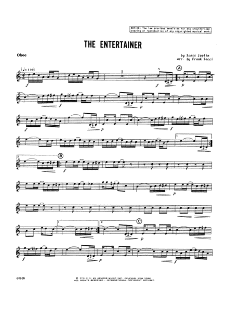 Entertainer, The - Oboe Oboe scores gallery preview page 1