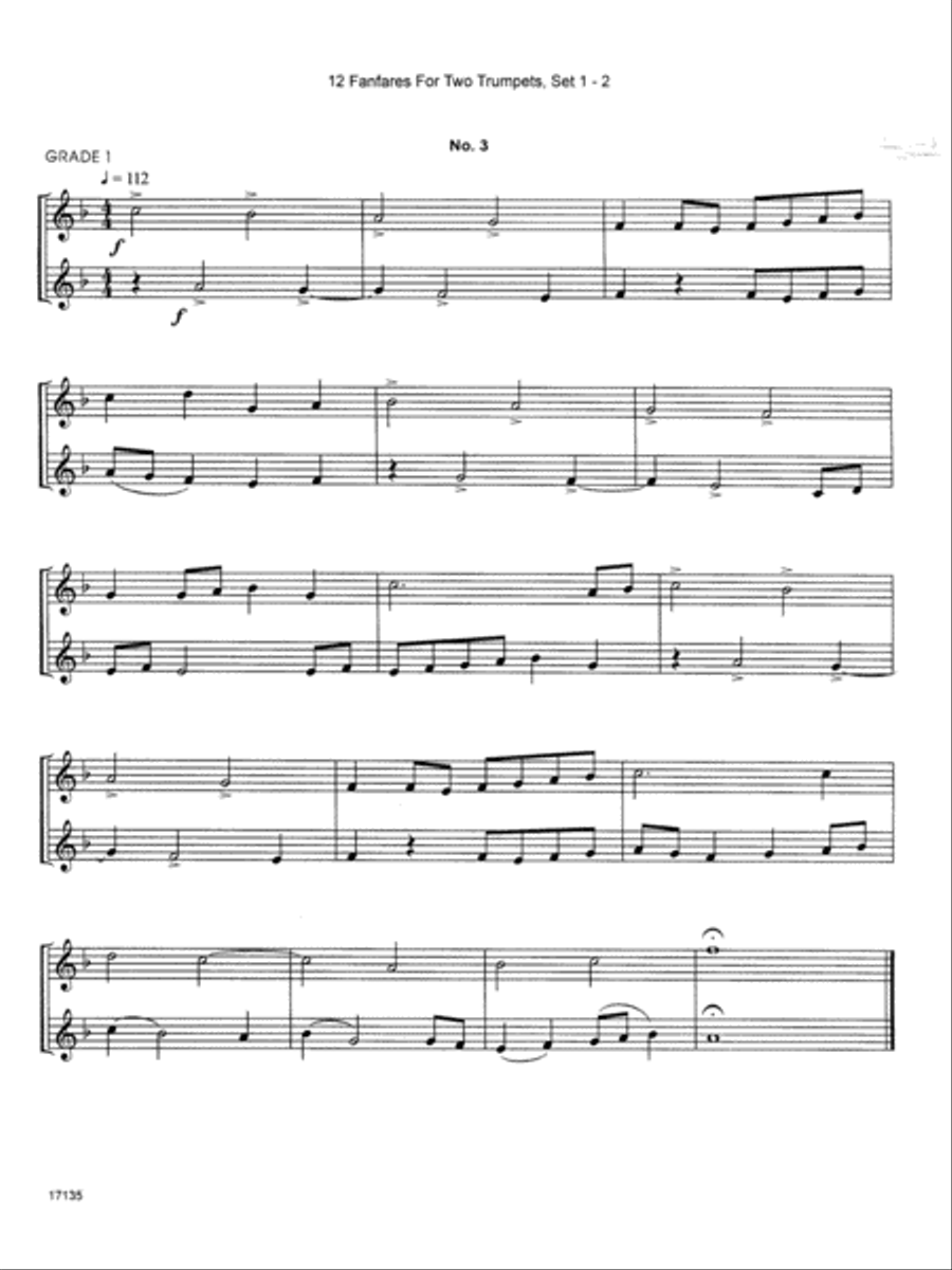 12 Fanfares For Two Trumpets, Set 1