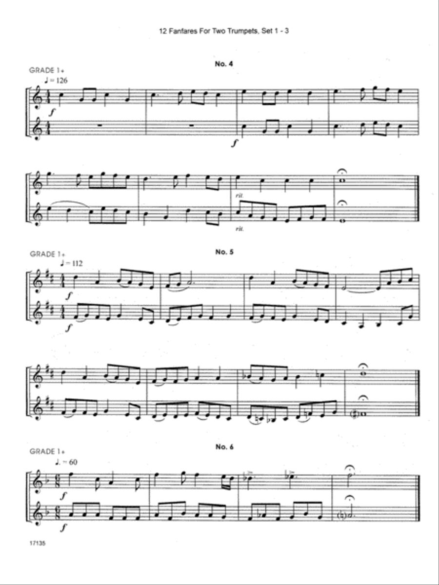 12 Fanfares For Two Trumpets, Set 1