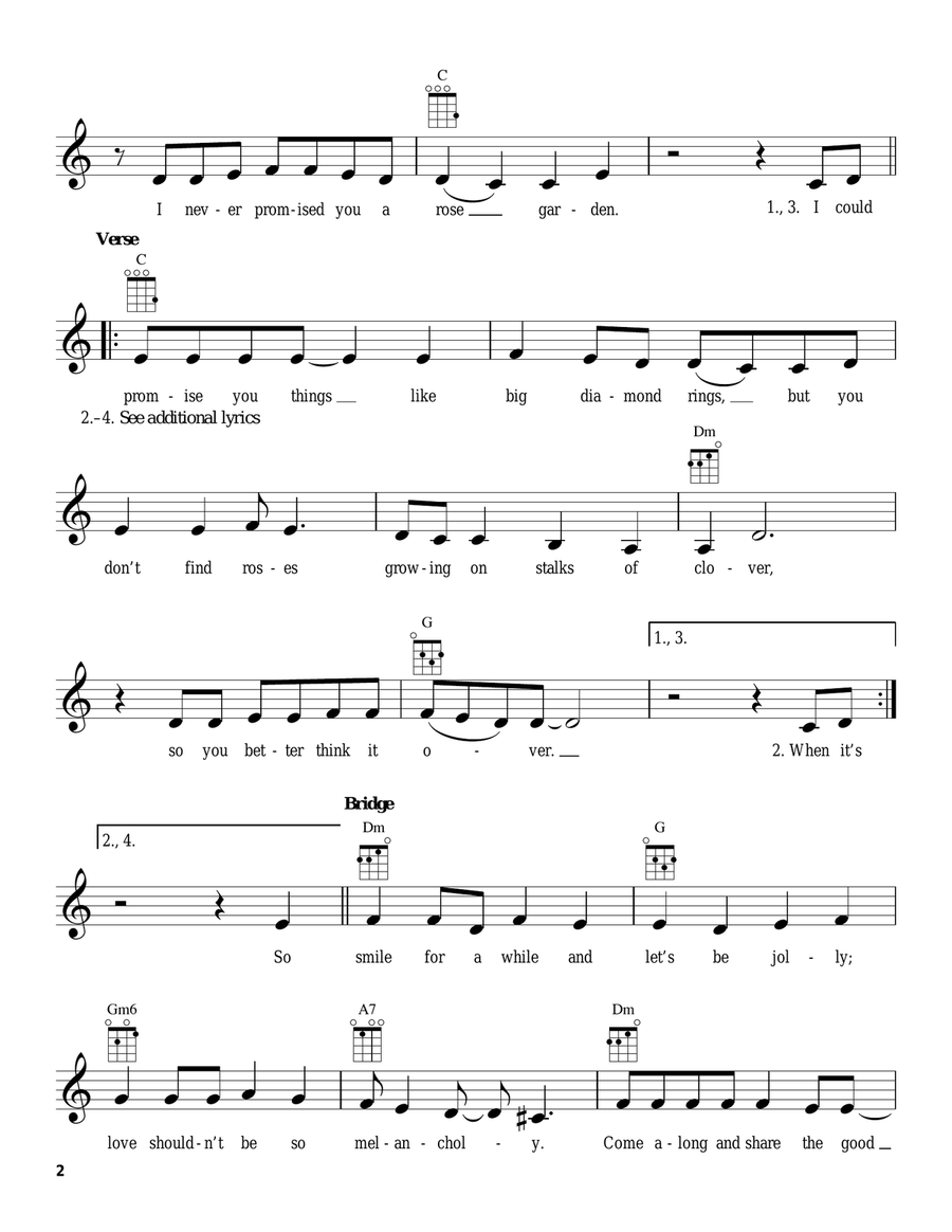 (I Never Promised You A) Rose Garden Ukulele scores gallery preview page 2
