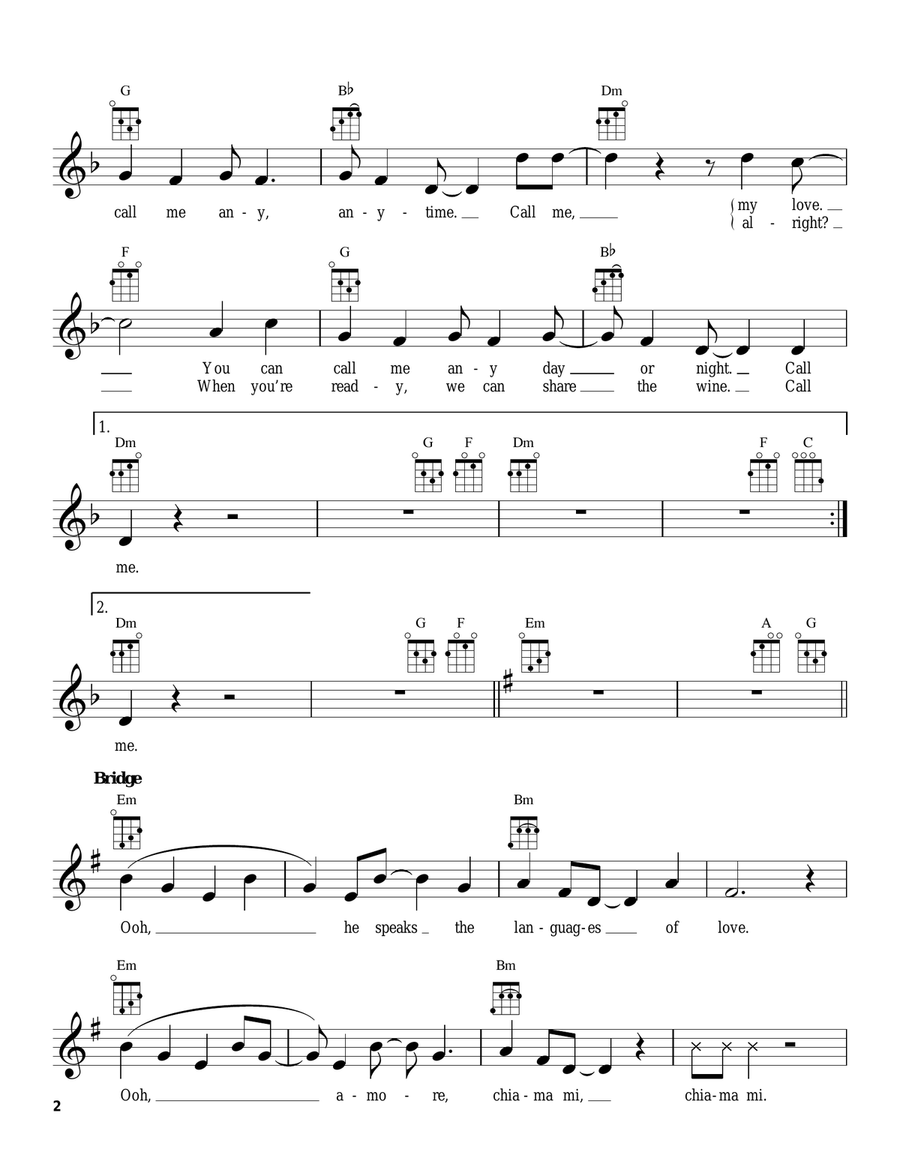 Call Me Call Me Ukulele scores gallery preview page 2