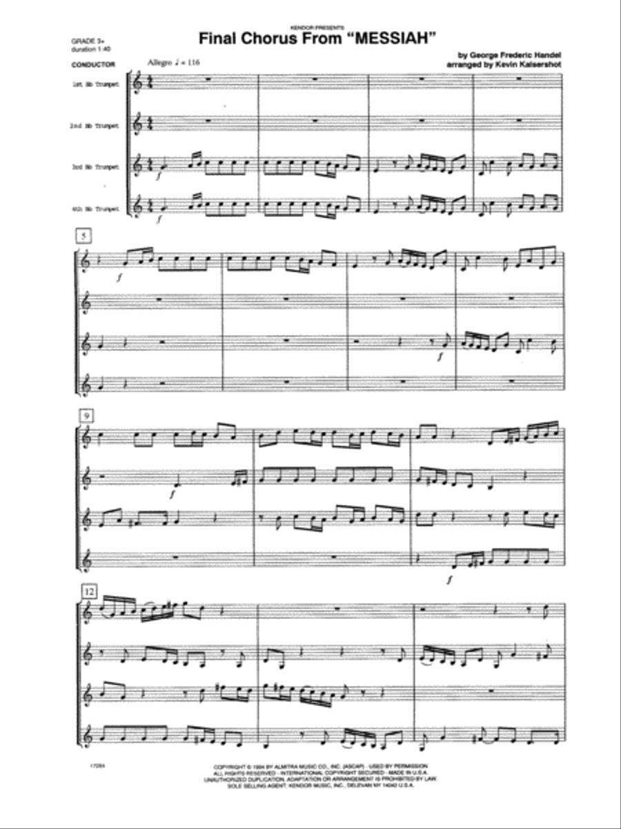 Final Chorus From 'Messiah' (Blessing And Honour,Glory And Power Unto Him) - Full Score Choir scores gallery preview page 1