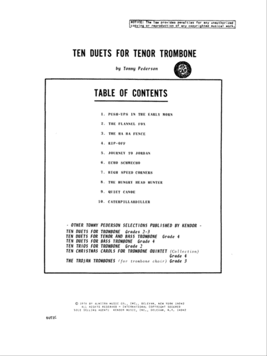 Ten Duets For Tenor Trombone Trombone scores gallery preview page 1