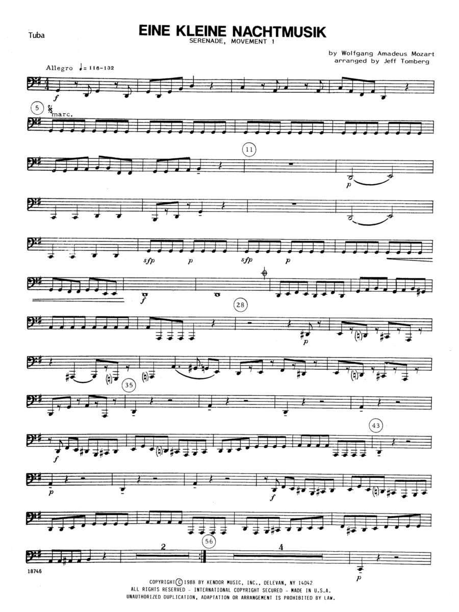 Eine Kleine Nachtmusik/Serenade (Mvt. 1) - Tuba Tuba scores gallery preview page 1