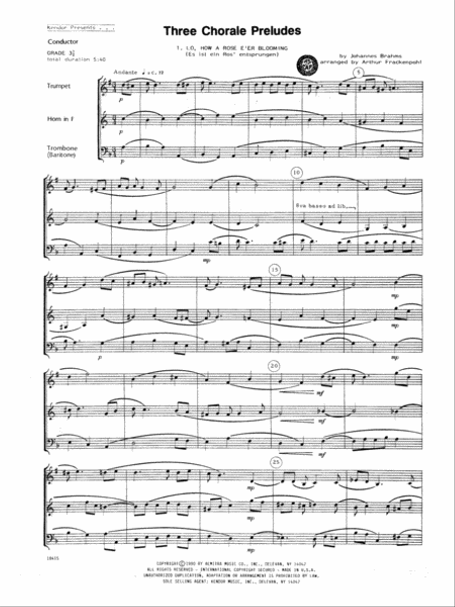 Three Chorale Preludes - Full Score Brass Ensemble scores gallery preview page 1