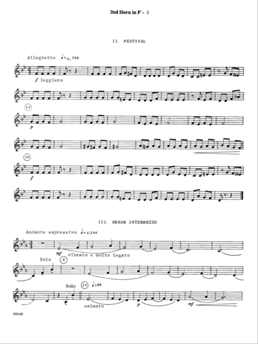 Suite For Three Horns (Opus 28) - 2nd Horn in F Horn Solo scores gallery preview page 2