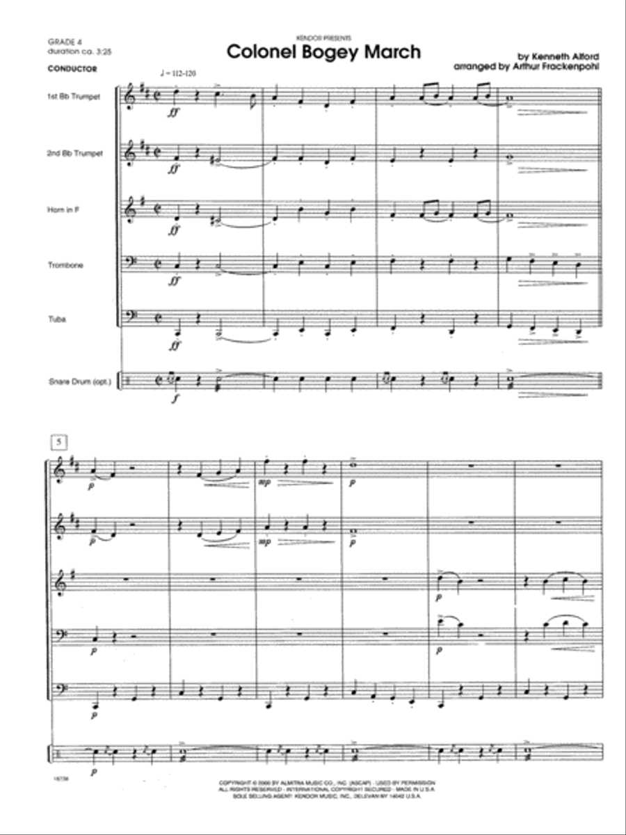 Colonel Bogey March - Full Score Brass Ensemble scores gallery preview page 1