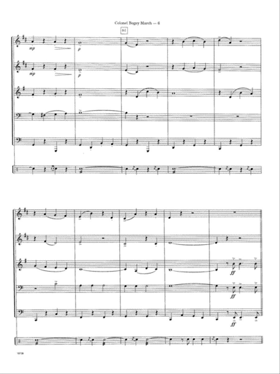 Colonel Bogey March - Full Score Brass Ensemble scores gallery preview page 6