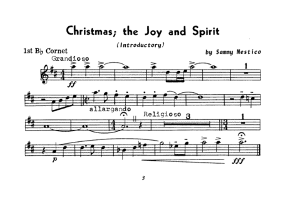 Christmas; The Joy & Spirit - Book 1/1st Cornet Cornet scores gallery preview page 3