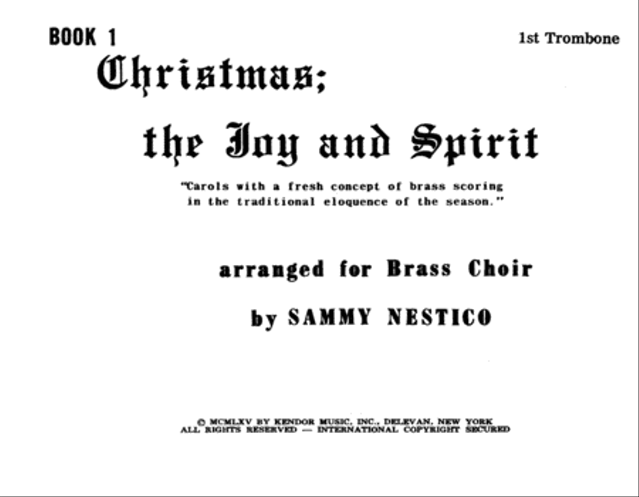 Christmas; The Joy & Spirit - Book 1/1st Trombone Trombone scores gallery preview page 1