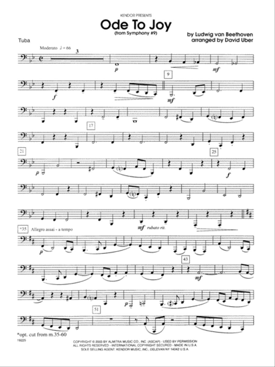 Ode To Joy (From Symphony #9) - Tuba Tuba scores gallery preview page 1