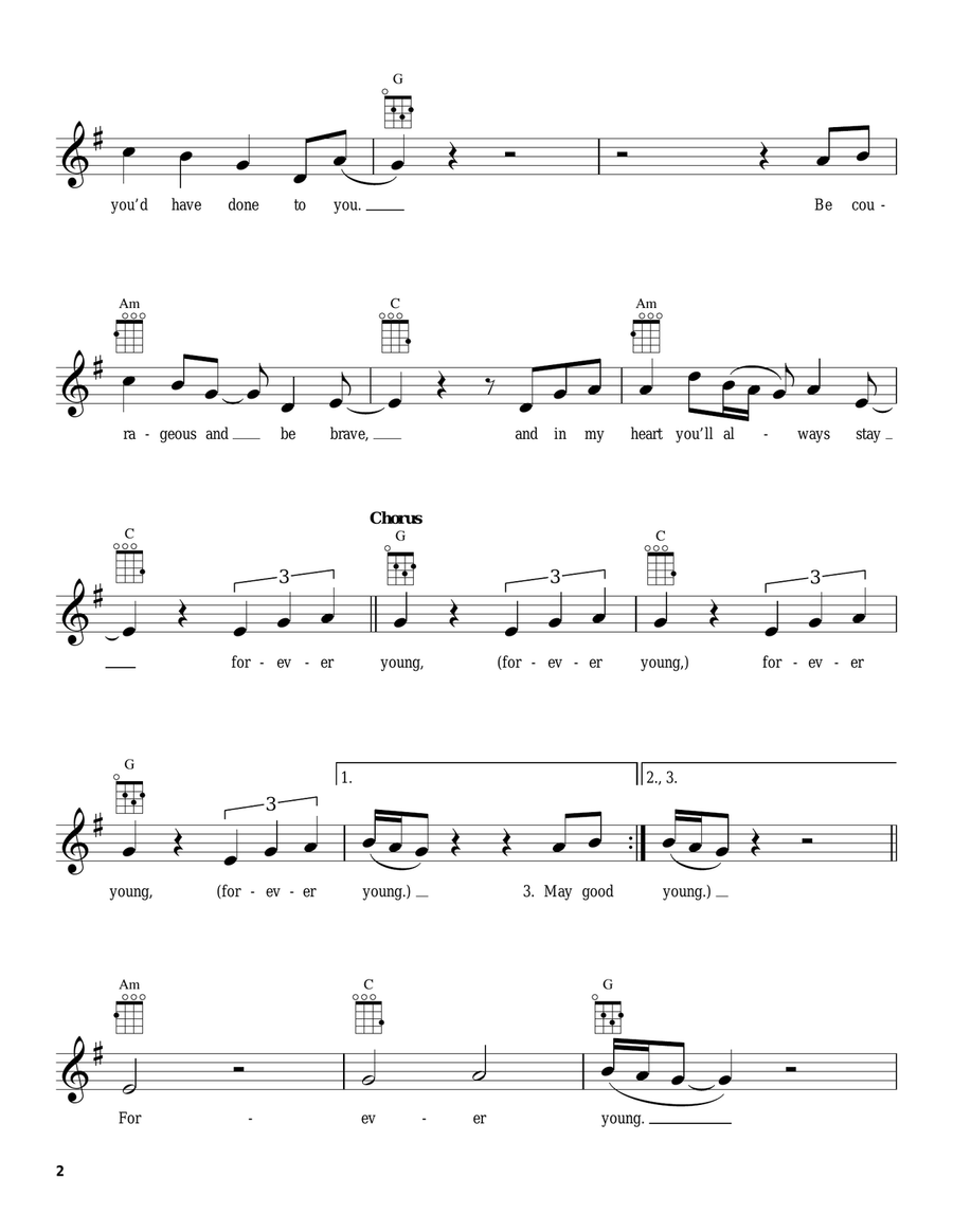 Forever Young Forever Young Ukulele scores gallery preview page 2