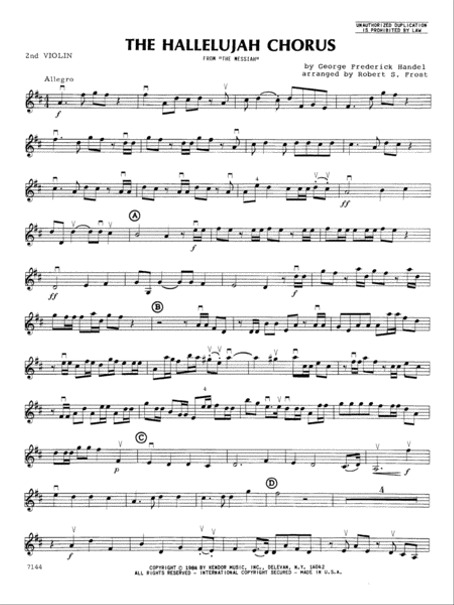 Hallelujah Chorus, The - 2nd Violin Choir scores gallery preview page 1