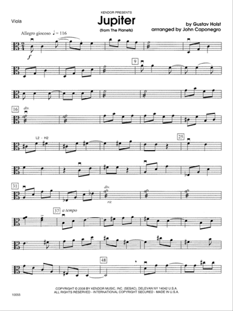 Jupiter (from The Planets) - Viola Orchestra scores gallery preview page 1