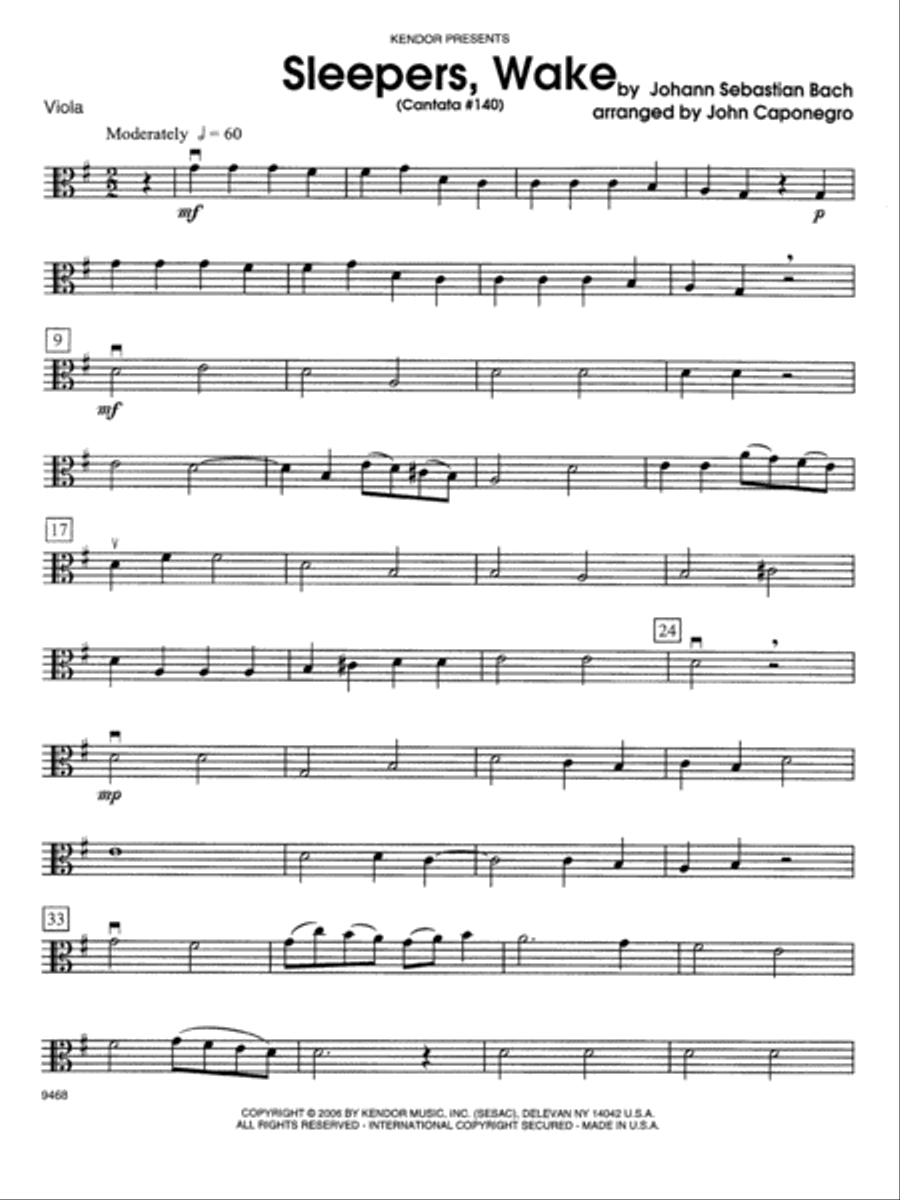 Sleepers, Wake (Cantata #140) - Viola Orchestra scores gallery preview page 1