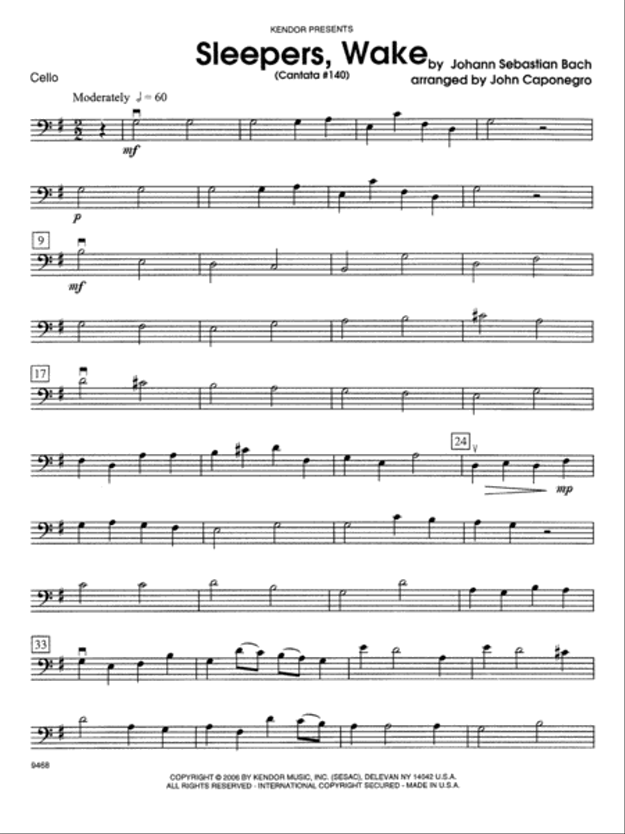 Sleepers, Wake (Cantata #140) - Cello Orchestra scores gallery preview page 1