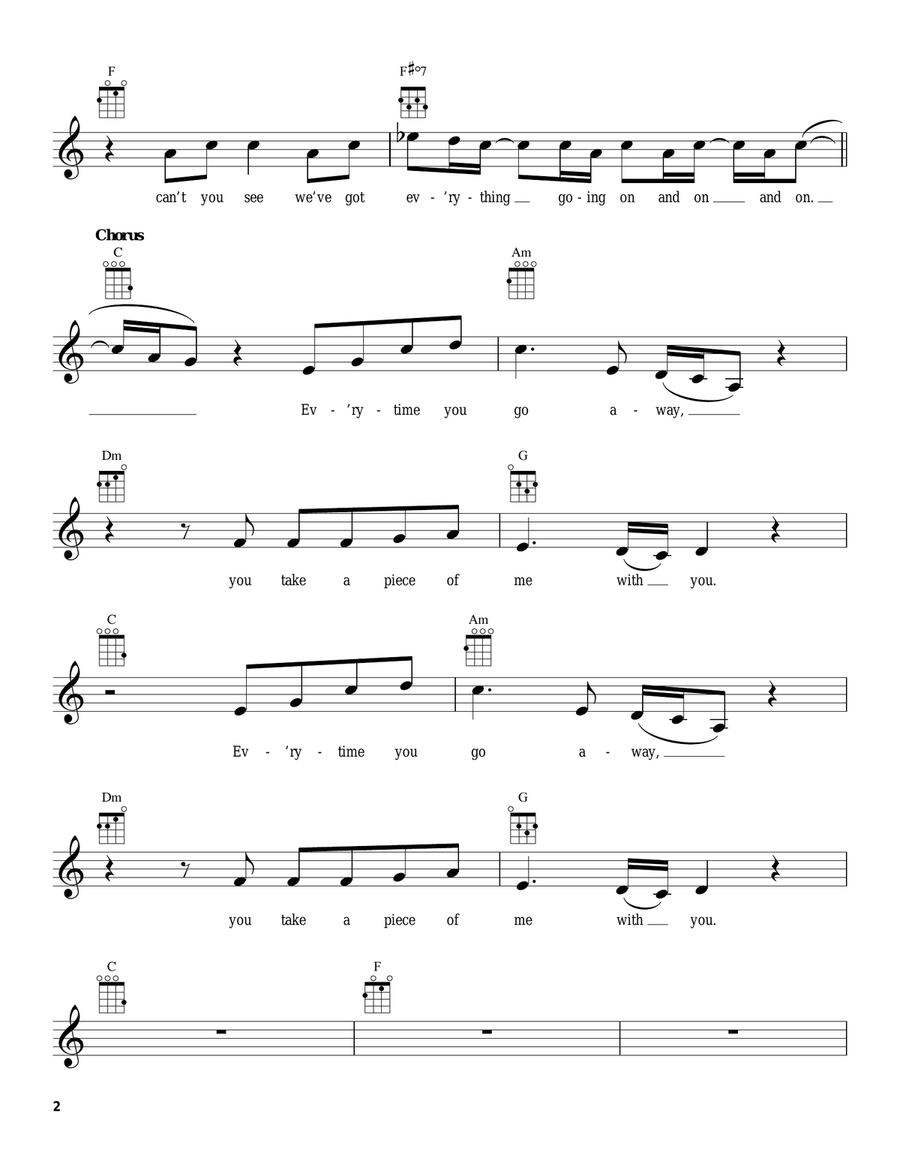 Everytime You Go Away Everytime You Go Away Ukulele scores gallery preview page 2