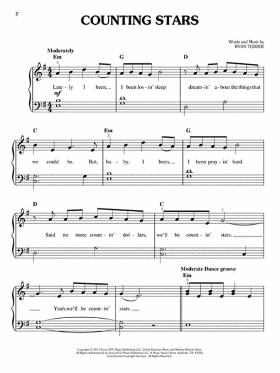 Say Something, Counting Stars & More Hot Singles Piano scores gallery preview page 3