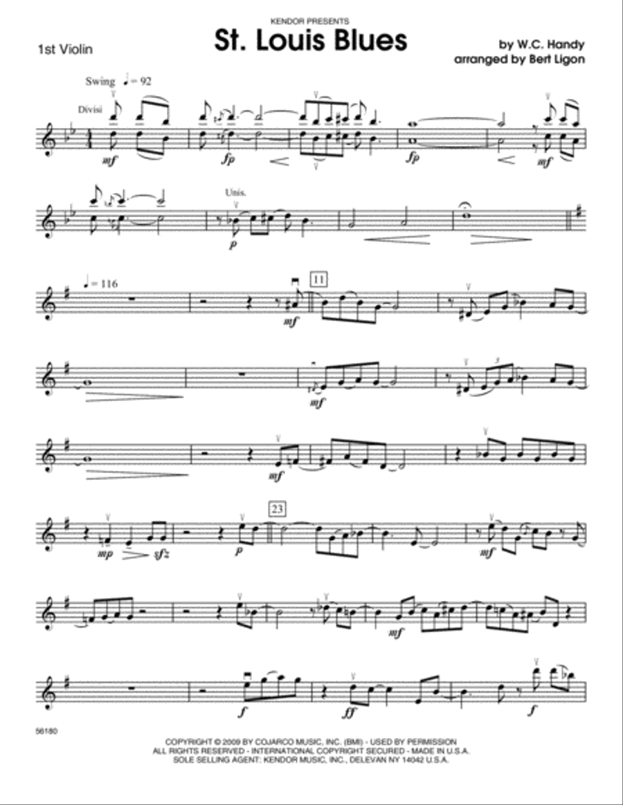 St. Louis Blues - 1st Violin Orchestra scores gallery preview page 1