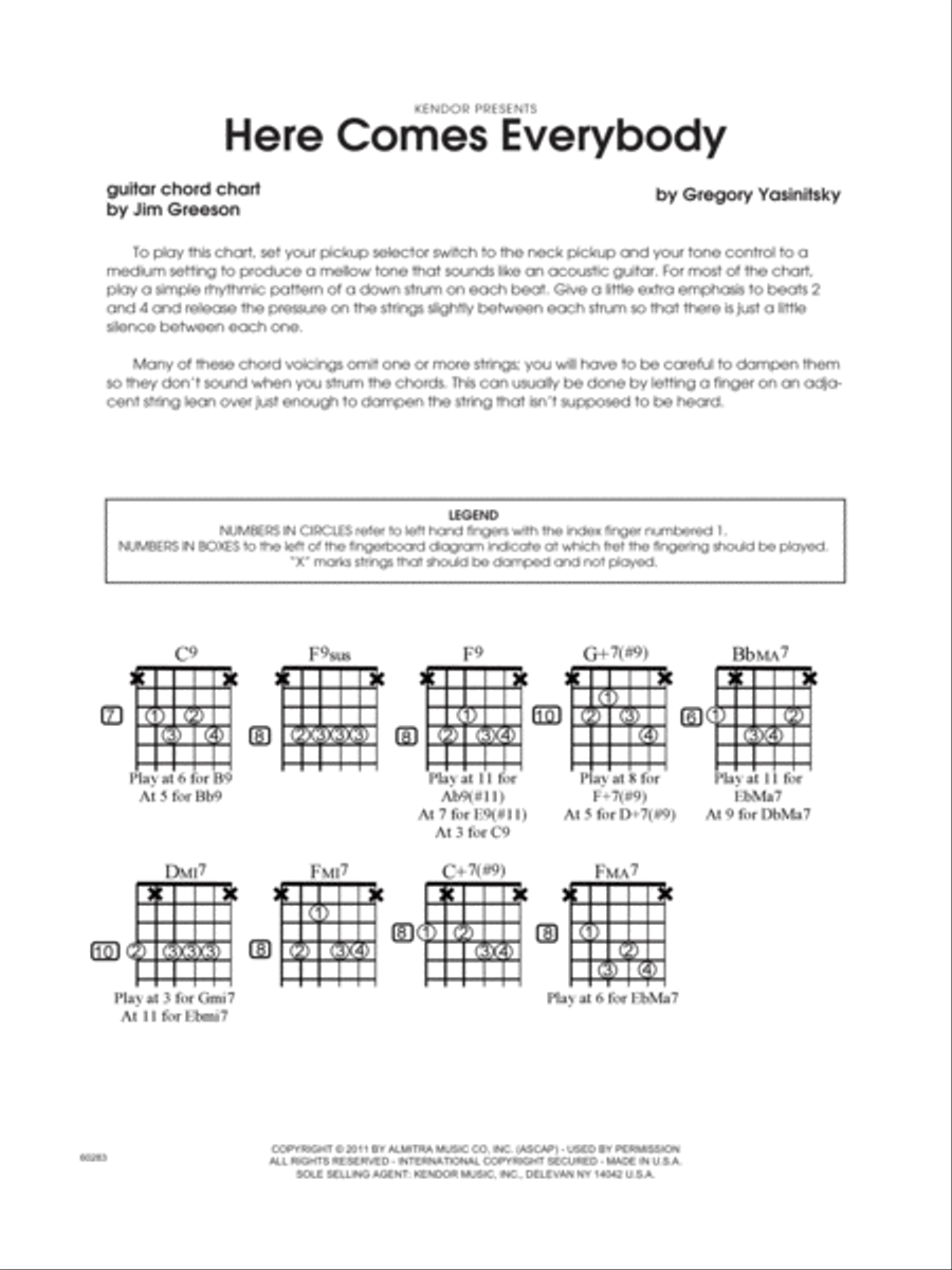 Here Comes Everybody - Guitar Chord Chart Electric Guitar scores gallery preview page 1