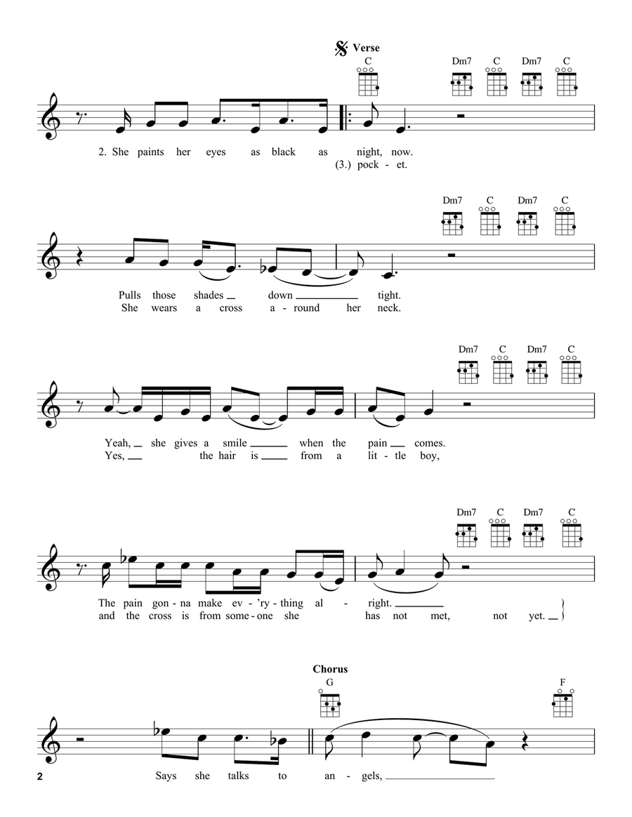 She Talks To Angels She Talks To Angels Ukulele scores gallery preview page 2