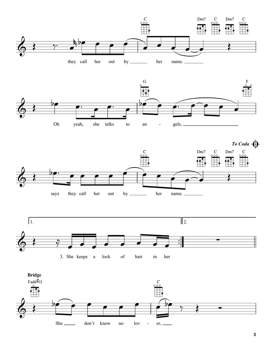 She Talks To Angels She Talks To Angels Ukulele scores gallery preview page 3