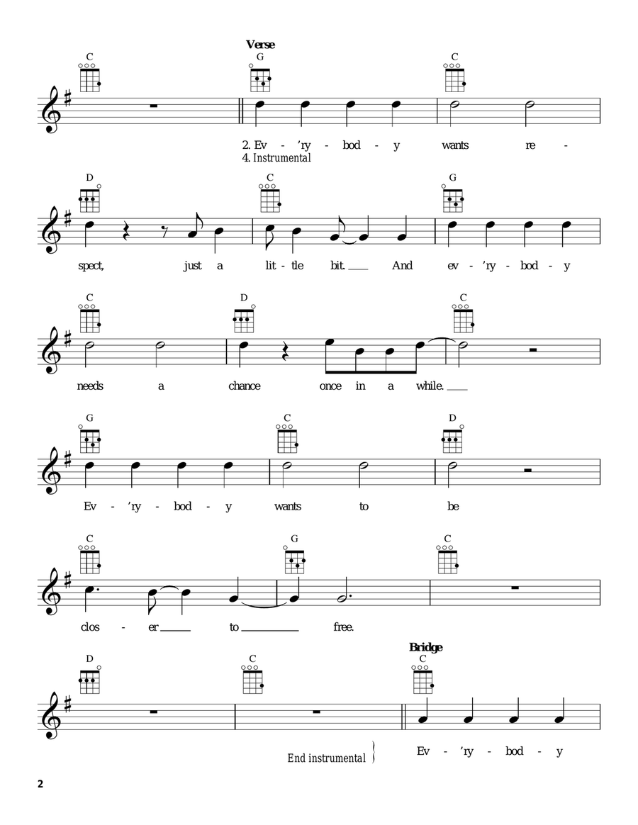 Closer To Free Closer To Free Ukulele scores gallery preview page 2