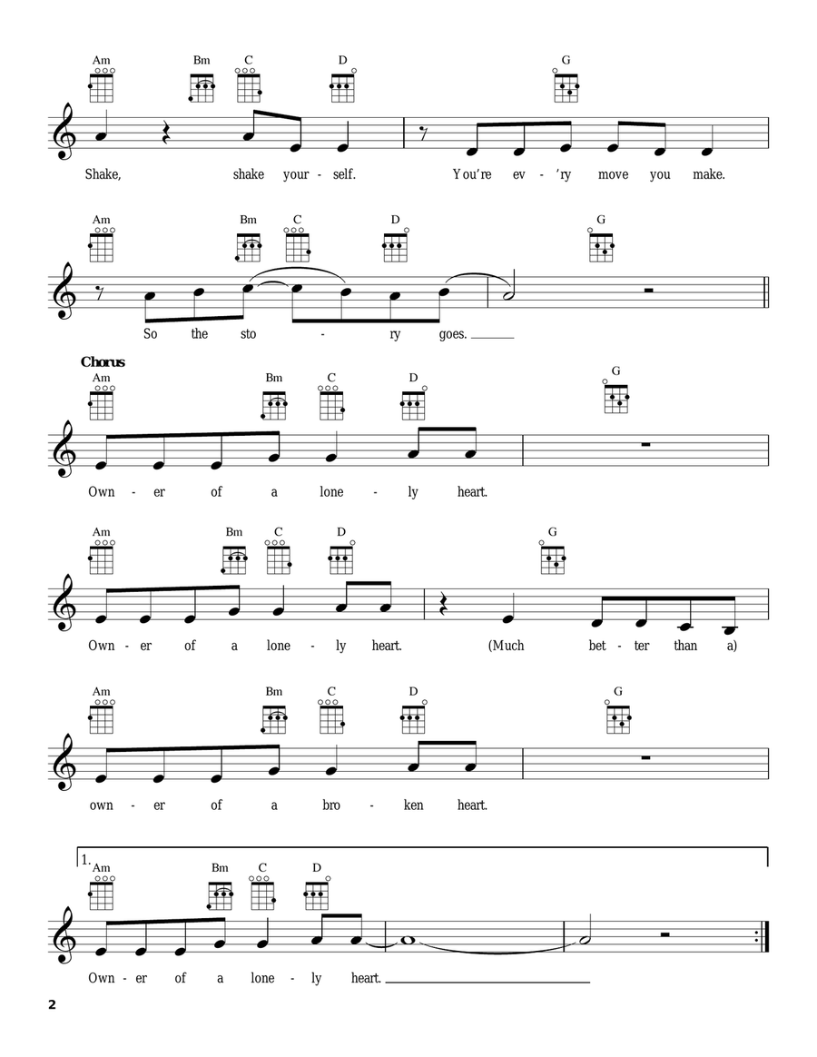 Owner Of A Lonely Heart Owner Of A Lonely Heart Ukulele scores gallery preview page 2