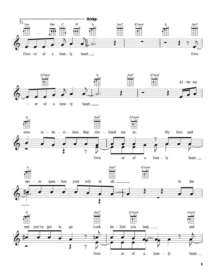 Owner Of A Lonely Heart Owner Of A Lonely Heart Ukulele scores gallery preview page 3