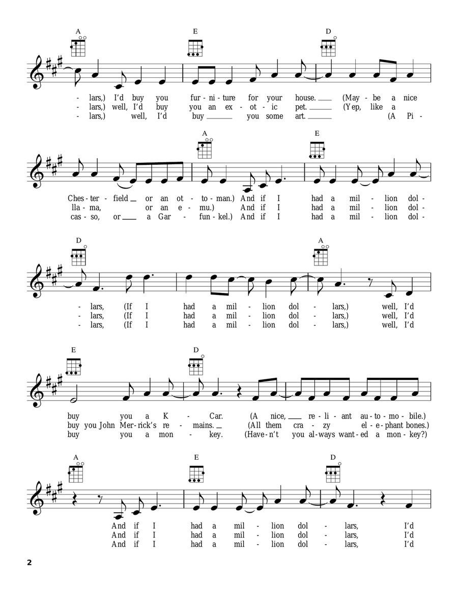 If I Had $1,000,000 If I Had $1,000,000 Ukulele scores gallery preview page 2