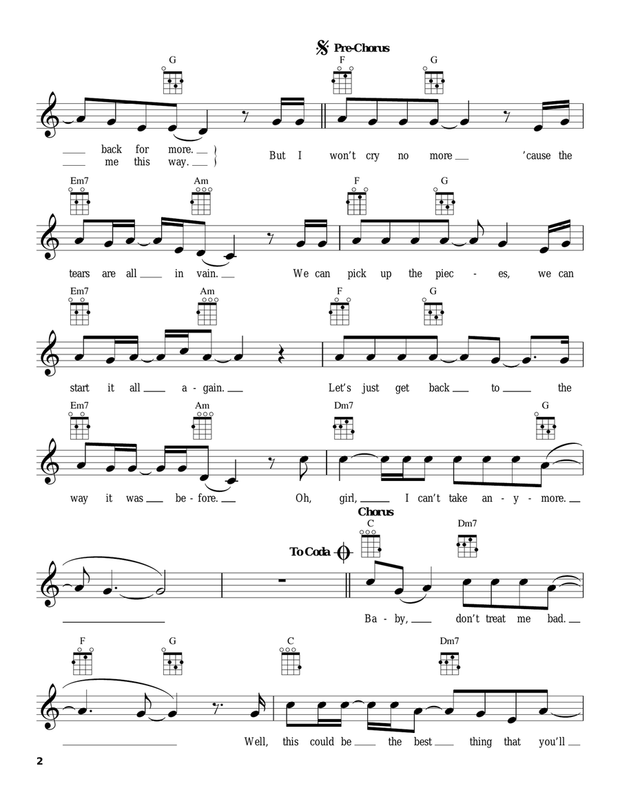 Don't Treat Me Bad Don't Treat Me Bad Ukulele scores gallery preview page 2