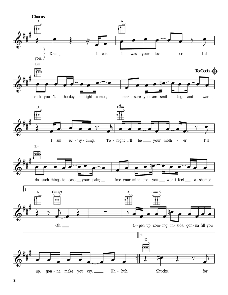 Damn, I Wish I Was Your Lover Ukulele scores gallery preview page 2