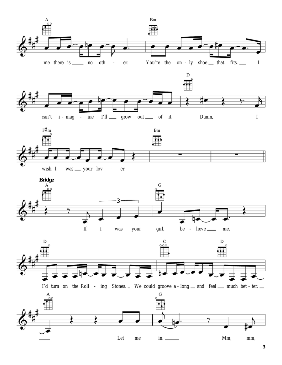 Damn, I Wish I Was Your Lover Ukulele scores gallery preview page 3