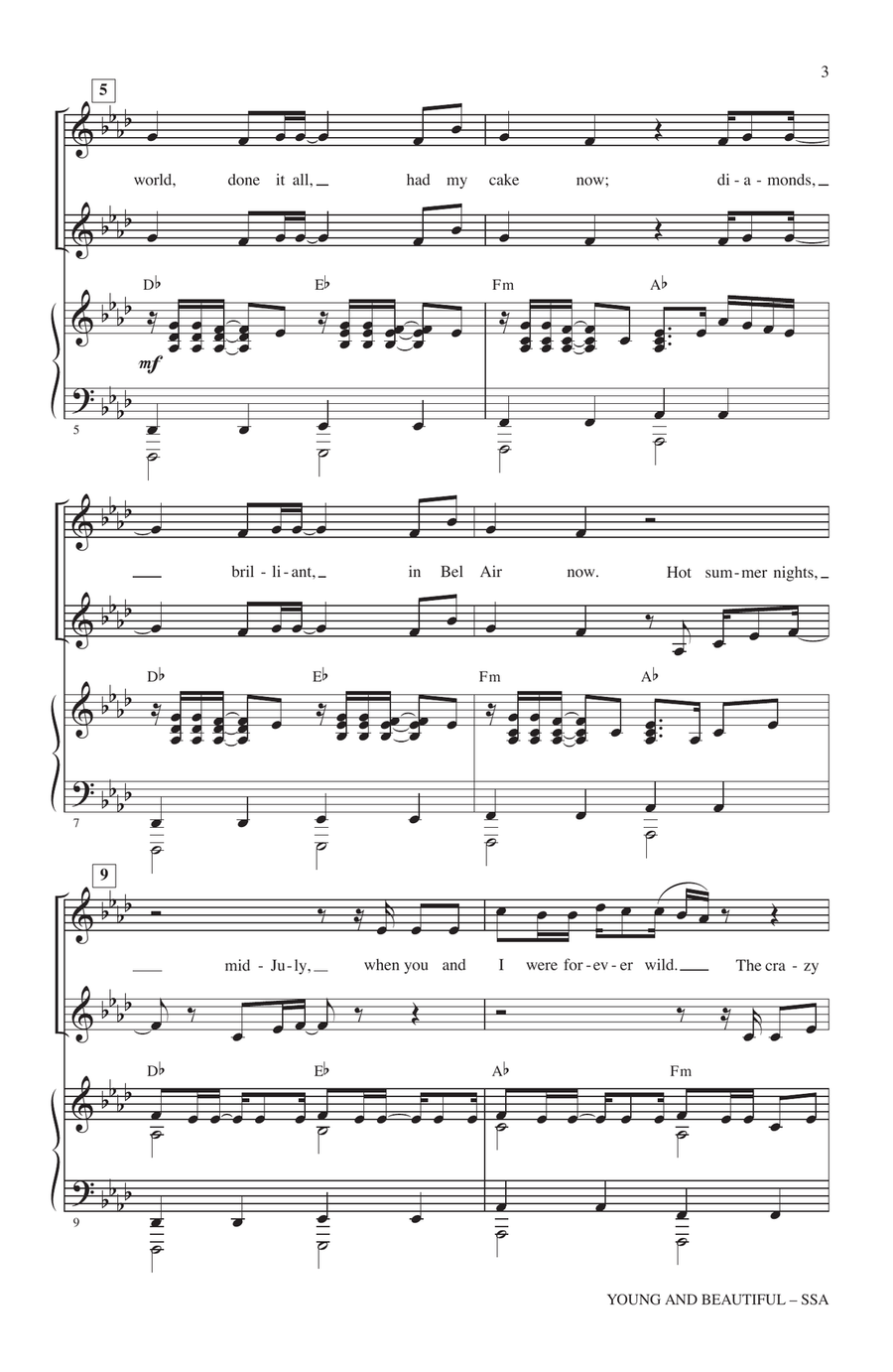Young And Beautiful Young And Beautiful SSA scores gallery preview page 2