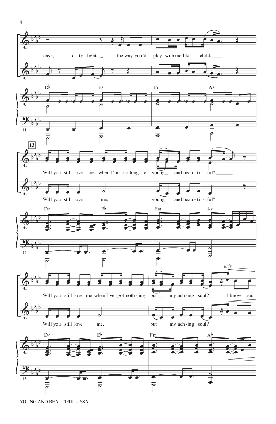Young And Beautiful Young And Beautiful SSA scores gallery preview page 3
