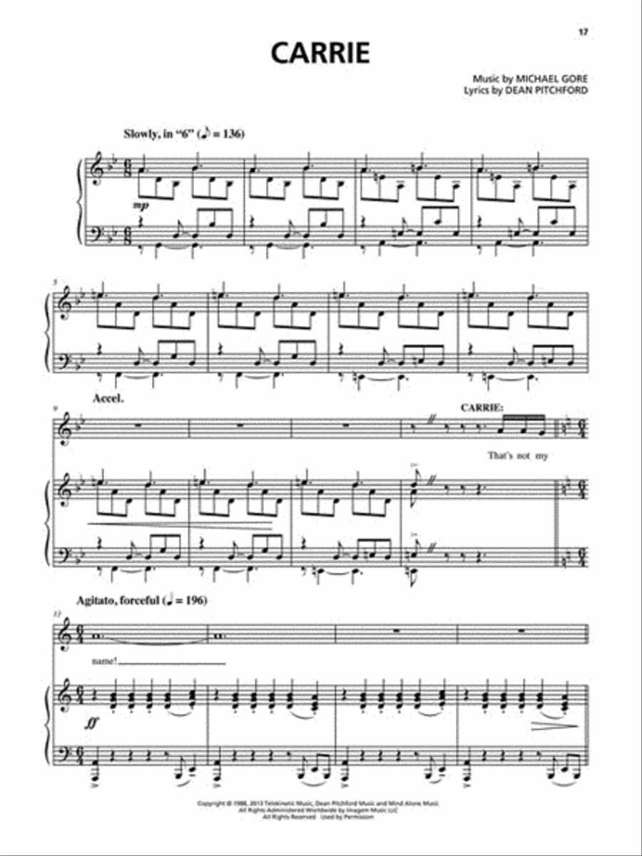 Carrie: The Musical Carrie: The Musical Voice scores gallery preview page 3