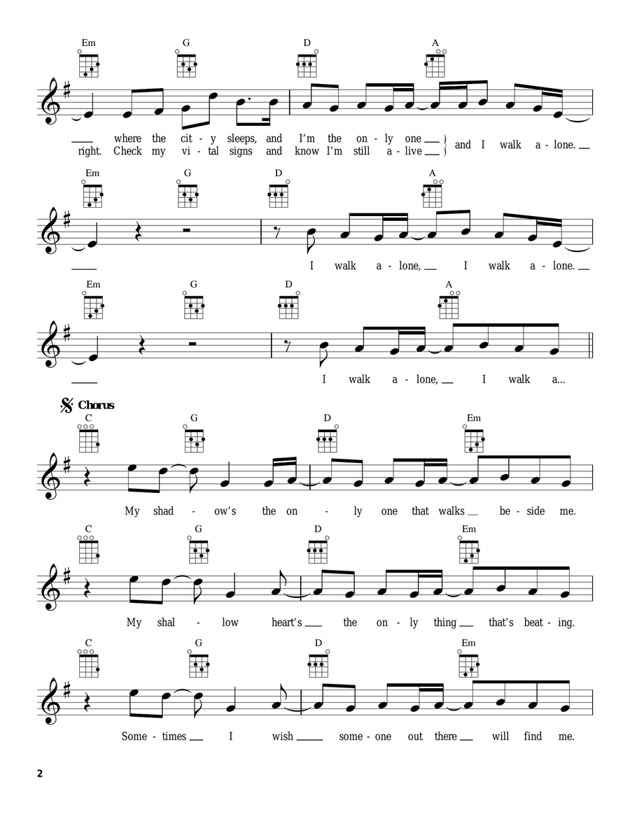 Boulevard Of Broken Dreams Ukulele scores gallery preview page 2