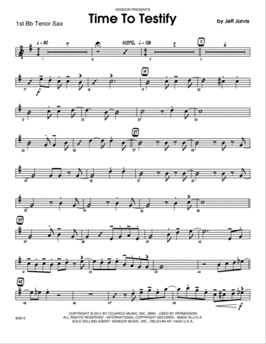 Time To Testify - Tenor Sax 1 Jazz Ensemble scores gallery preview page 1
