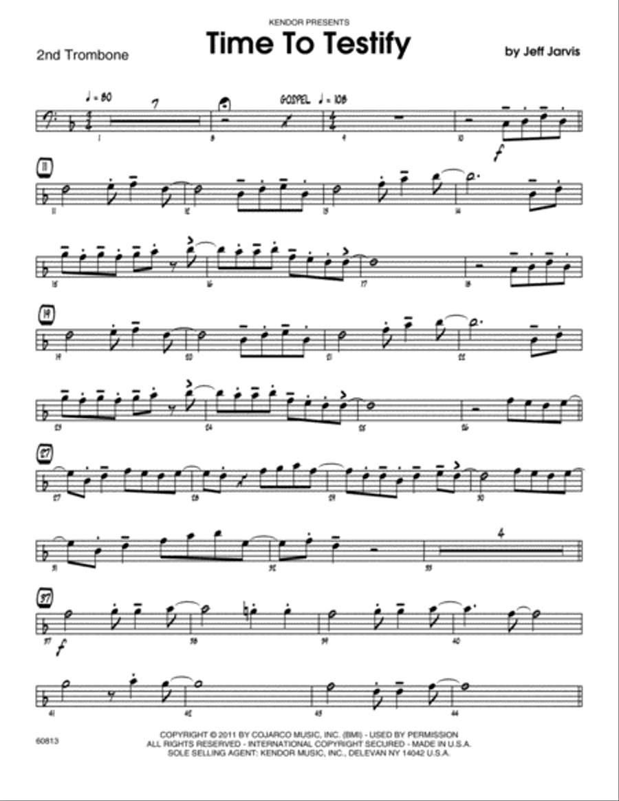 Time To Testify - Trombone 2 Jazz Ensemble scores gallery preview page 1