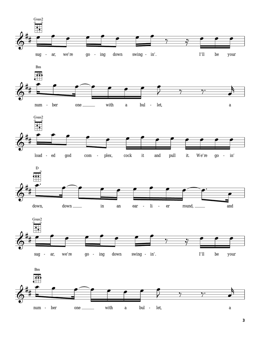 Sugar, We're Goin' Down Sugar, We're Goin' Down Ukulele scores gallery preview page 3