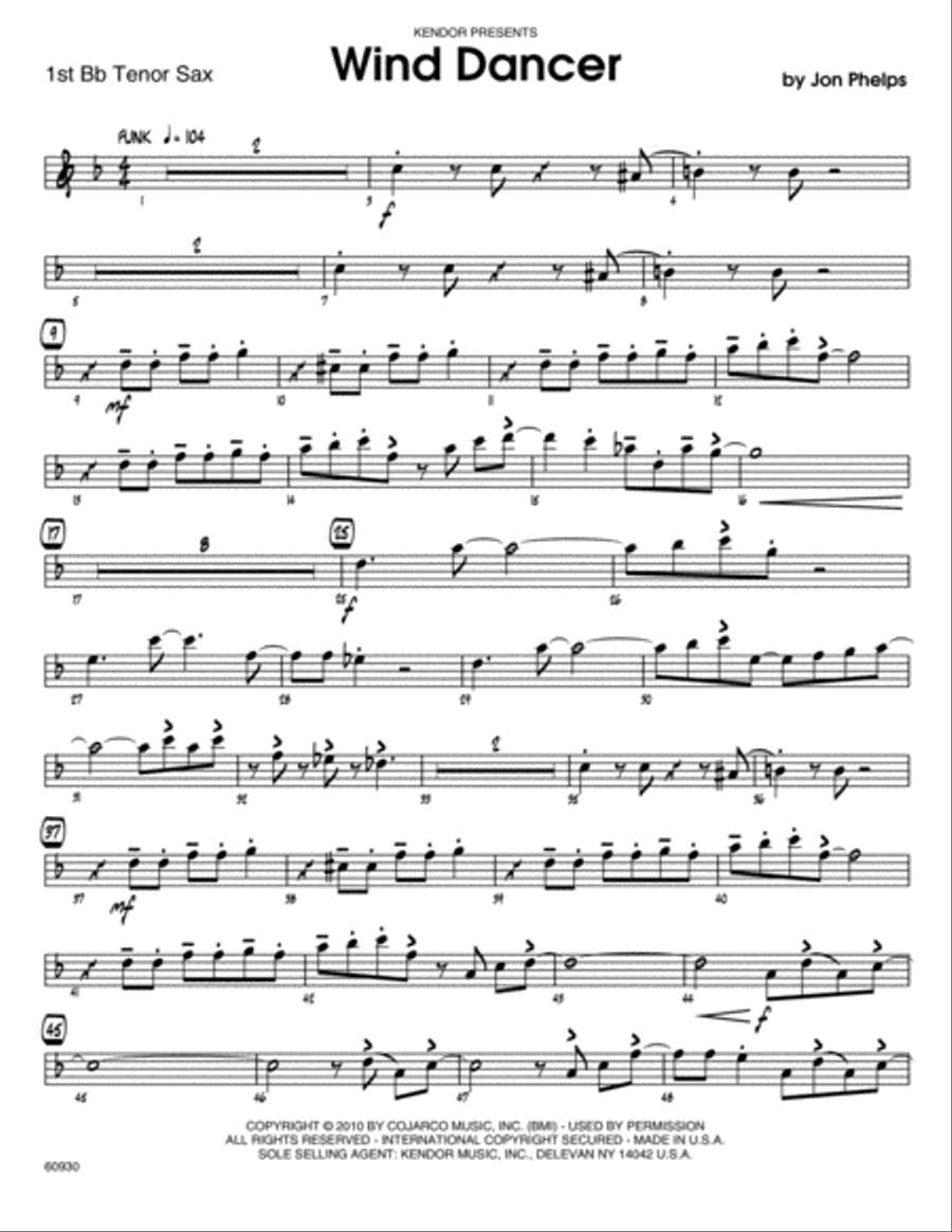 Wind Dancer - Tenor Sax 1 Jazz Ensemble scores gallery preview page 1